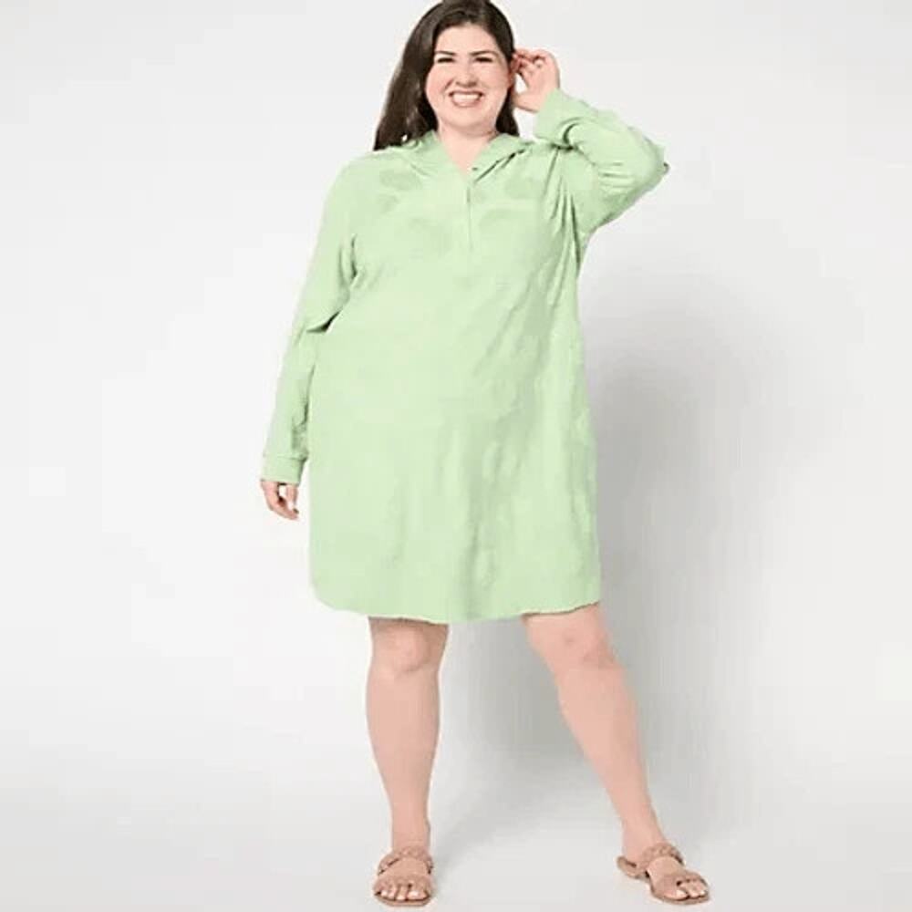AnyBody Regular Hibiscus Jacquard French Terry Lounger Meadow Green Size Medium